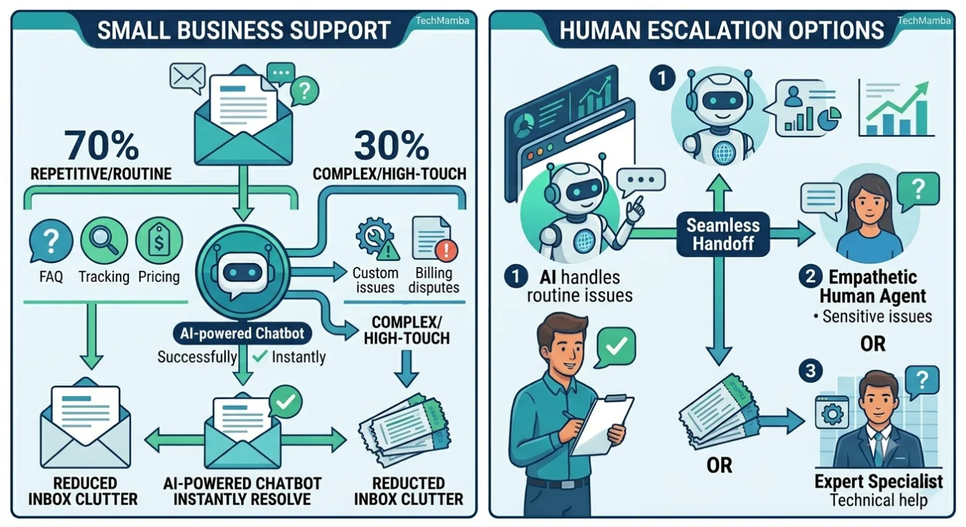 Modern vector infographic panel explaining semantic intent mapping. Diverse customer queries about order tracking funnel into an 'Intent Engine,' which pulls structured data from order status and policy databases to output refined answers.